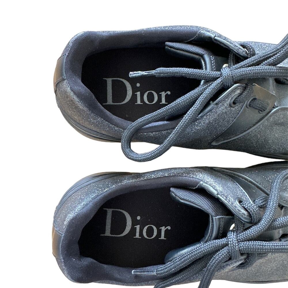 Christina Dior - Homme Glitter Leather & Leather Trim Sneakers in Black - Picture 5 of 8